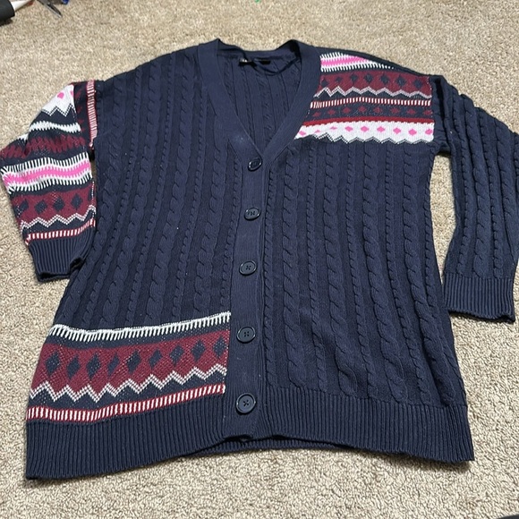 Lane Bryant Navy Geo Pattern Knit Cardigan  14/16 - Picture 2 of 6